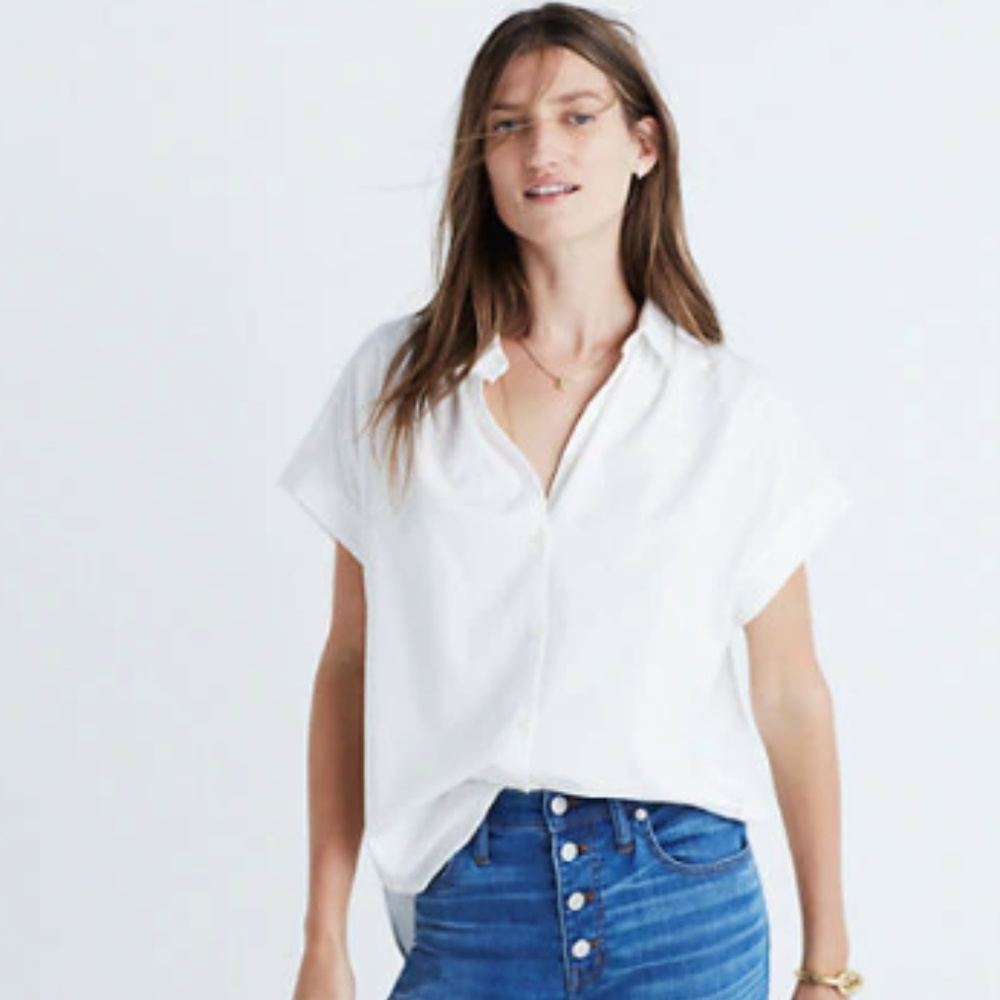 Madewell Central Button Down Shirt in Pure White